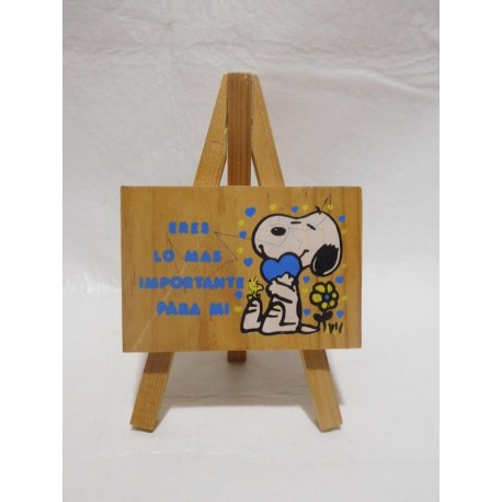 Cartel en trípode en madera Snoopy años 80