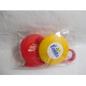 Discos mini frisbees con lanzador de Fanta limón, naranja y Coca cola. Años 80. Premium