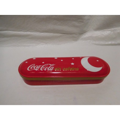 Estuche en lata Coca Cola sin cafeína. Años 90.