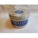 Antigua caja de bolsitas de té Tetley con forma circular. Años 50-60