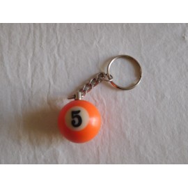 Llavero bola de billar naranja numero 5. Años 80