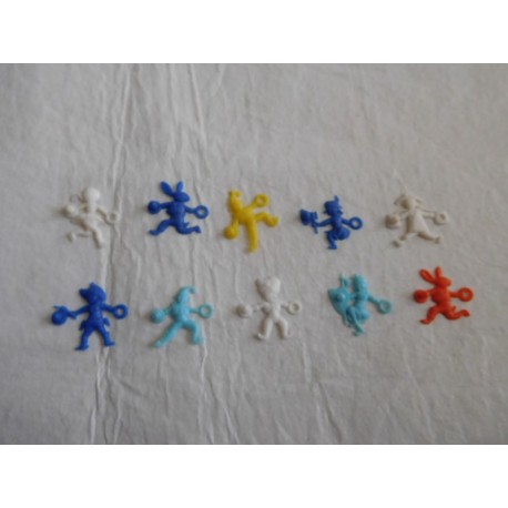 Lote 10 pequeñas figuras en plástico de kiosko. Años 60.