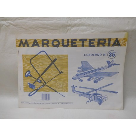 Antiguo cuaderno de marquetería. Nº 35, avión y helicoptero.