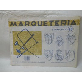 Antiguo cuaderno de marquetería. Nº 48, Escudos de futbol