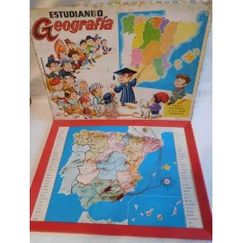 Juego Estudiando Geografía de España. Juguete PSE. Funcionando. Años 60-70.