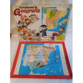 Juego Estudiando Geograf&iacute;a de Espa&ntilde;a. Juguete PSE. Funcionando. A&ntilde;os 60-70.
