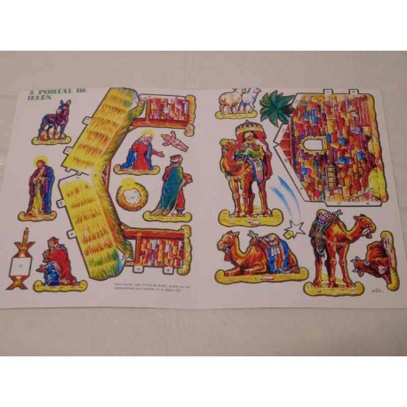 Recortable en cartón de Portal de Belen. Editado por revista Petete. 1982.