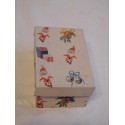 Bonita caja años 40-50 con motivos navideños, posiblemente de adornos navideños. Preciosa, una joya.