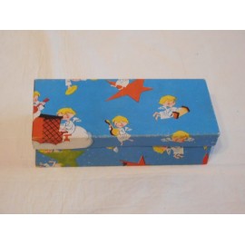 Bonita caja años 40-50 con motivos navideños, posiblemente de adornos navideños. Preciosa, una joya.