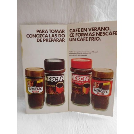 Publicidad Carta de Verano Nescafe. Año 1979. Desplegable para preparar recetas con café frío.