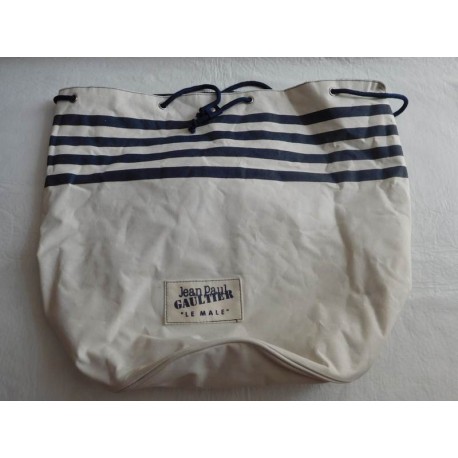 Mochila en forma de saco marinero a rayas Jean Paul Gaultier. Le Male. Nuevo.