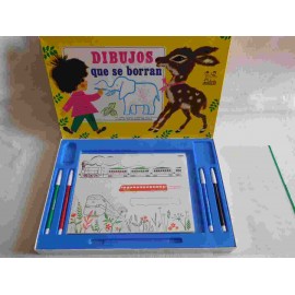 Juego de dibujar y colorear Dibujos que se Borran. Didacta. Años 60.