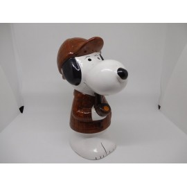 Hucha de cer&aacute;mica de Snoopy detectiv. A&ntilde;os 80. Tiene tap&oacute;n de goma en base.