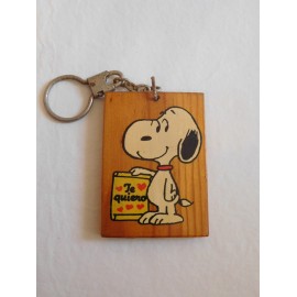 Llavero Snoopy años 80. En madera. Te quiero.