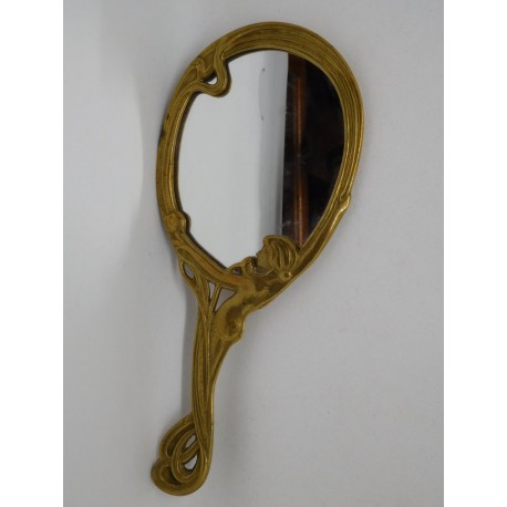Antiguo Espejo de mano, Modernista Art Deco.