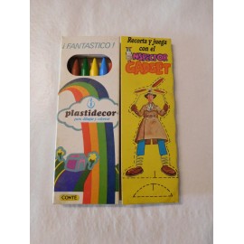 Caja de Pinturas Plastidecor. Años 80. Con recortable del Inspector Gadget.