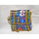 Cartera de Colegio años 70 en azul, marrón con numeros. Nueva. Sistema cierre en broche.