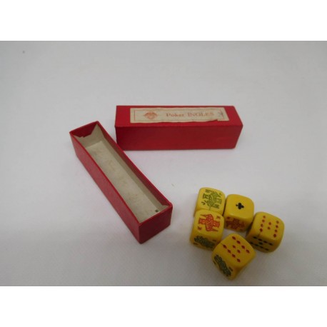 Caja de dados Poker Inglés en marfil o hueso. Años 40-50. Una joya.