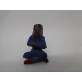 Figura jefe indio sentado. Goma. Años 50. Fabricado por gama. Ref 37.