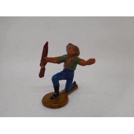 Figura vaquero arrodillado. Goma. Años 50. Fabricado por gama. Ref 25.
