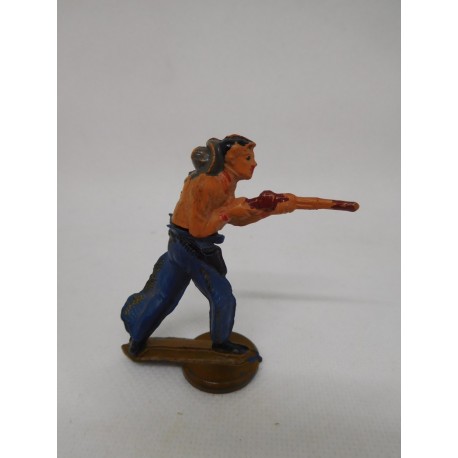 Figura vaquero apuntando con escopeta. Goma. Años 50. Fabricado por gama. Ref 12.