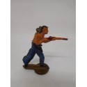 Figura vaquero apuntando con escopeta. Goma. Años 50. Fabricado por gama. Ref 12.