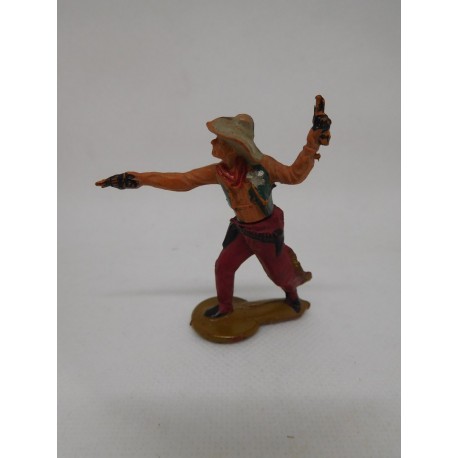 Figura vaquero con par de pistolas. Goma. Años 50. Fabricado por gama. Ref 10.