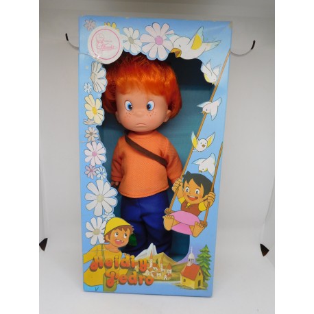 Muñeco en caja Pedro serie infantil Heidi. Famosa. Años en 70.