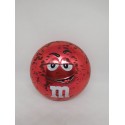 Antigua lata promocional de M&M en rojo.