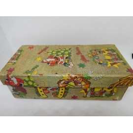 Bonita caja con tapa con motivos navideños. Años 50.