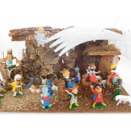 Belen con portal incluido. Mirete. Miniatura. A&ntilde;os 70. Completo. Figuras 4 cm de altura. Ref 1.