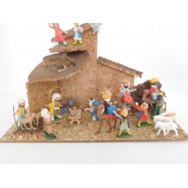 Belen con portal incluido. Mirete. Miniatura. A&ntilde;os 70. Completo. Figuras 4 cm de altura. Ref 2.