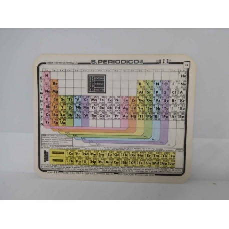 Ficha chuleta años 70-80 de tabla periódica pequeña. Temas bzb.