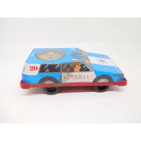 Coche modelo coche de policía. Hojalata. Años 70.