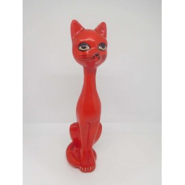 Magnífico gato rojo en cerámica. Vintage. Años 60.