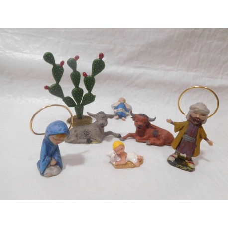 Figuras de belén Mirete en miniatura. Años 60. Sagrada Familia.