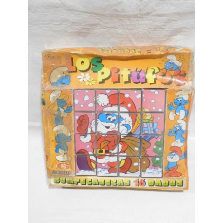 Rompecabezas de 16 dados de Los Pitufos. Peyo. 1983.