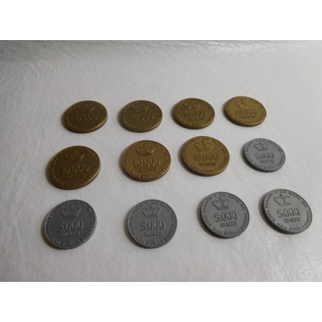 Lote de 13 monedas Ruta del Tesoro de 10.000 y 5.000 reales. Cefa.