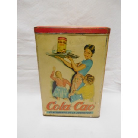 Bonita lata de Cola Cao Colacao de harina en rojo.