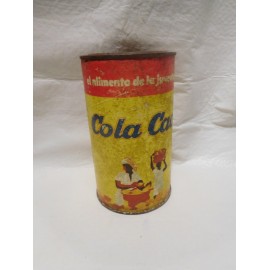 Antigua lata de Cola Cao las primeras las cilíndricas en cartón y con tapa de metal.