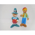 Pareja de muñecos en pvc serie Nils Holgerson. Firma Apollo Films. Años 80.