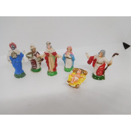 Figuras portal de Belén en plástico duro. Muy raras. Años 60.