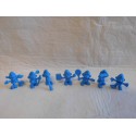 Lote de 7 figuras pitufos Peyo 1983 diferentes premium de algun pastelito Phoskitos