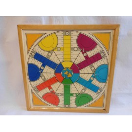 Antiguo tablero de parchis y oca. 6 jugadores. Circa años 30-40.