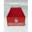 Caja expositor de Bruguera, en plastico rojo y logotipo del gato. Años 70-80. Publicidad.