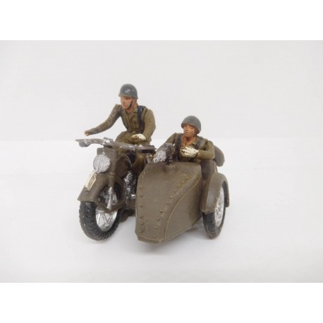 Figuras soldados españoles ejercito de Tierra, en moto y en sidecar. Teixido Años 50. Ref 1