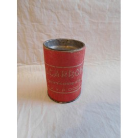 Bote lata de bicarbonato 2 ptas.  Con emblema de farmacia. Años 40-50