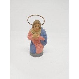 Figura Belén en barro, Virgen María. Cacharrería Murciana. Siglo XIX. Una joya.