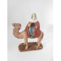 Magnífica figura Rey Mago con camello. Melchor. En barro, no resina.