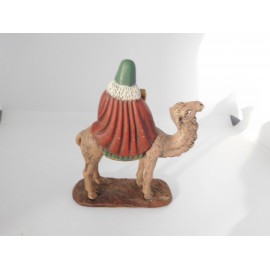 Magnífica figura Rey Mago con camello. Melchor. En barro, no resina.